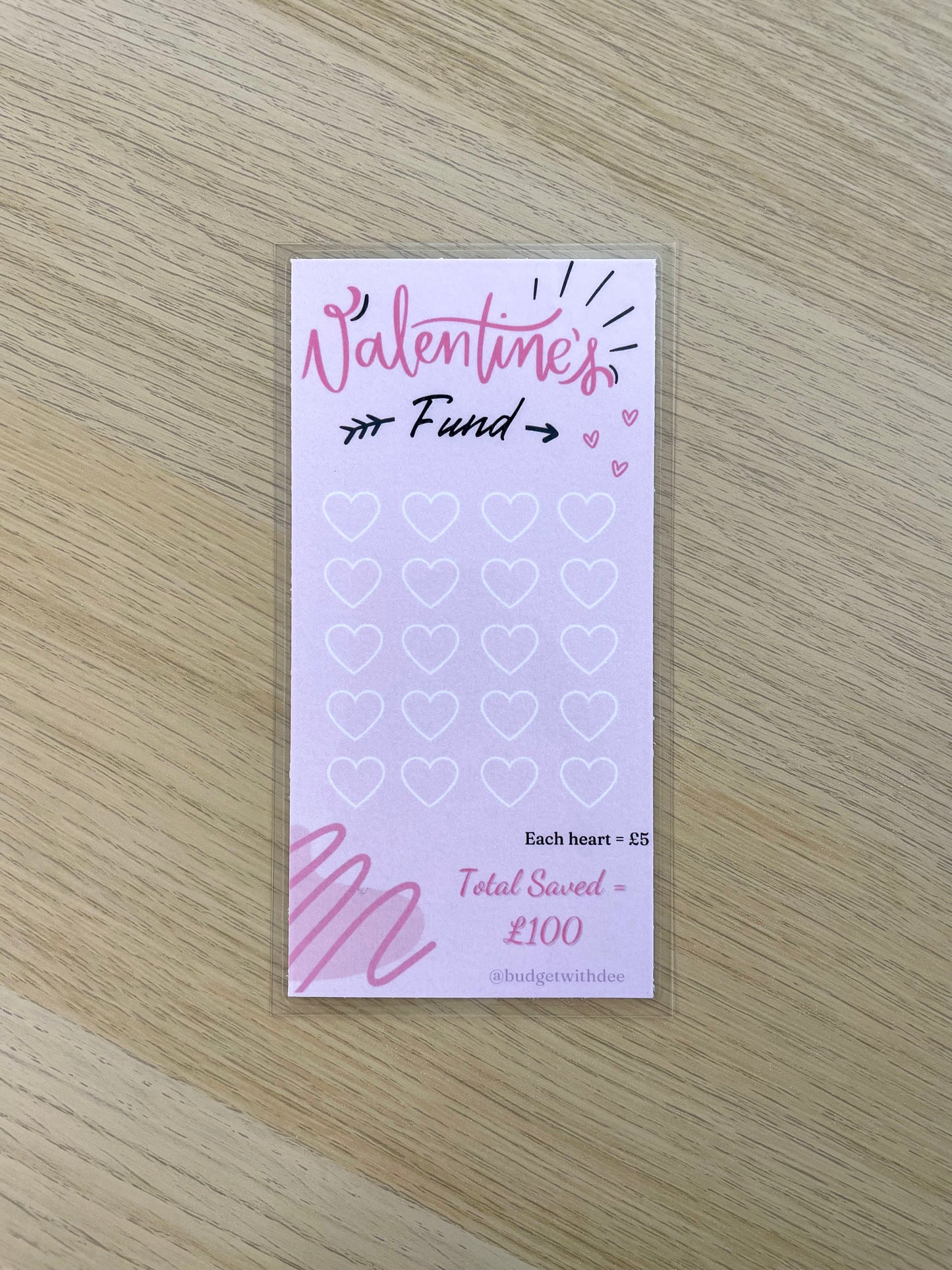 Valentines Day Fund - Laminated Savings Tracker