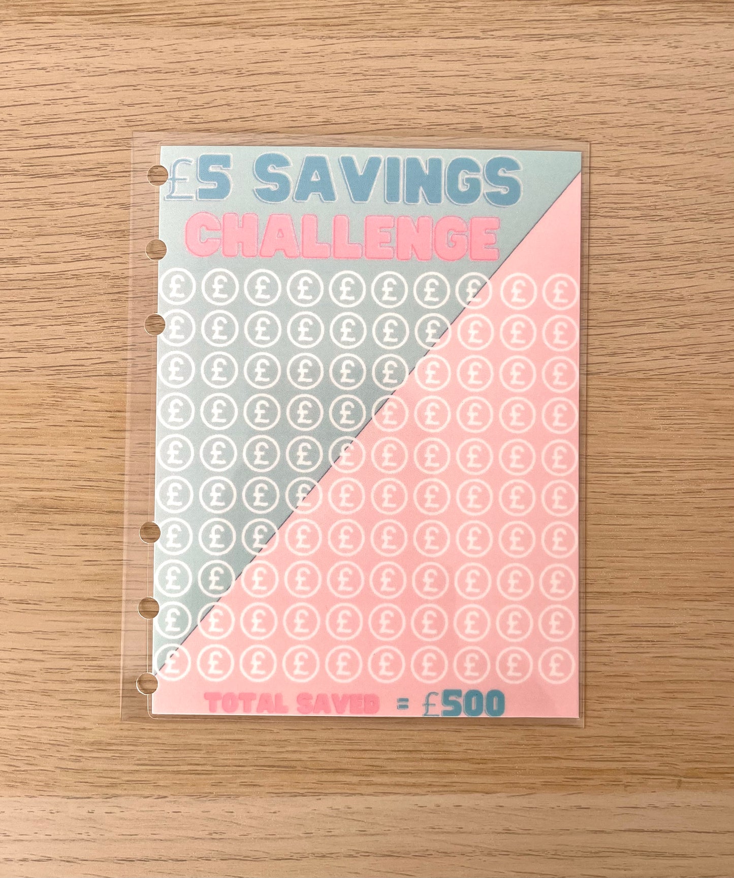 100 Day Saving Challenge - Hole Punched Laminated Tracker